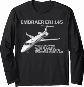 Airplane Embraer ERJ 145 Aviation Long Sleeve T-Shirt