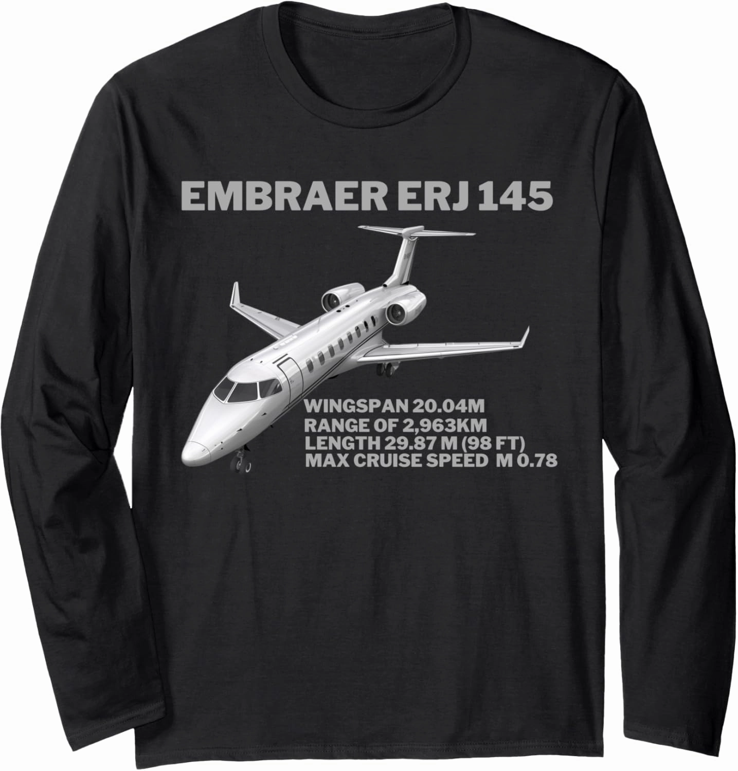 Airplane Embraer ERJ 145 Aviation Long Sleeve T-Shirt