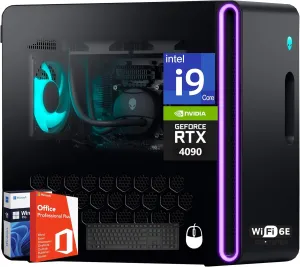 Alienware Aurora R16 Gaming Desktop PC, NVIDIA RTX 4090 24GB GDDR6X, Intel i9 14900KF(Up to 6.0GHz), 64 GB DDR5, 2 TB SSD, AlienFX Liquid Cooling, Wi-Fi 6E, Custom RGB Lights, Win 11 Pro, Office