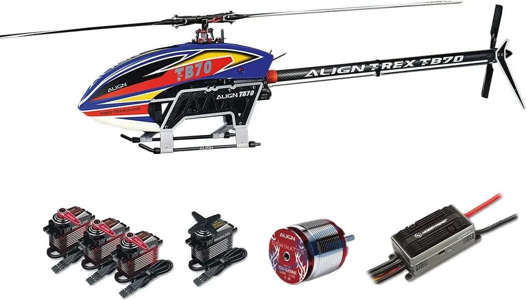 Align TB70 Electric Helicopter Top Combo (Blue - New Version) - Remote Control Helicopter, RC Helicopter Top Combo Included ESC, Motor, Servo for Adults