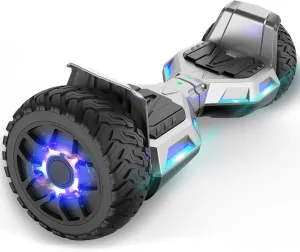 All Terrain Hoverboard, 8.5'' Offroad Hoverboard, 2.8 Times Walking Speed Hoverboard with Lights and Bluetooth for Adults and Teens, Off Road Hoverboard Gifts