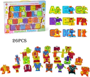 Alphabet Robot Action Figures 26 Pieces 2" Letters Alpha Bots Educational ABC Preschool Learning Stem Montessori Classroom Teaching