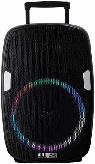 Altec Lansing SoundRover Wireless Trolley Bluetooth Speaker with Microphone, Rechargeable System Speaker for Parties, Karaoke DJ with Led Lights and USB Smartphone Charger