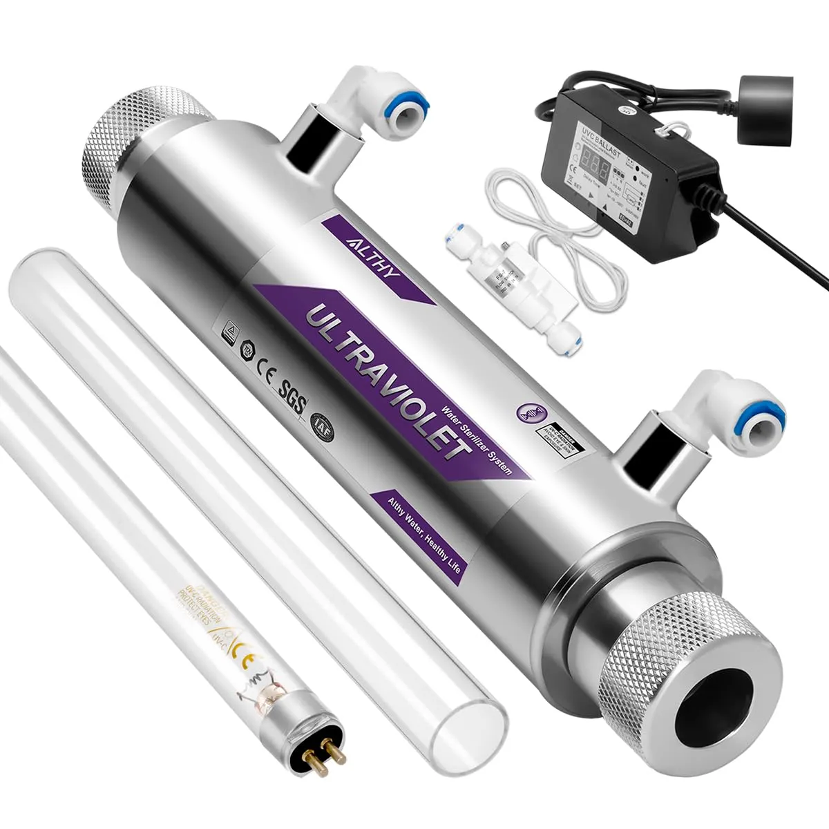 ALTHY UVF-FS11 UV͎ Water Purification, Ultrąviolët Water Filter Purifier for Under Sink WaterFiltration Systems, with Smart Flow Sensor Switch, 1GPM, 11W Energy Saving