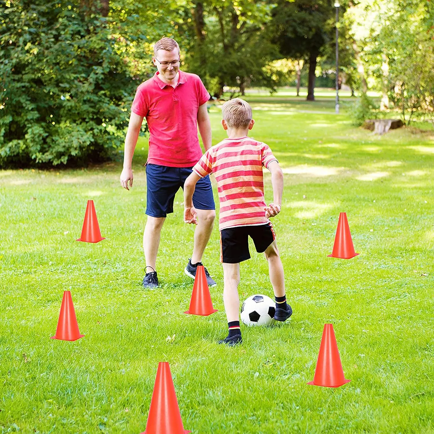 Alyoen 9 inch Orange Traffic Cones, Plastic Sport Cones, Soccer Training Cones for Outdoor Activity & Festive Events (Sets of 10/15/ 20)