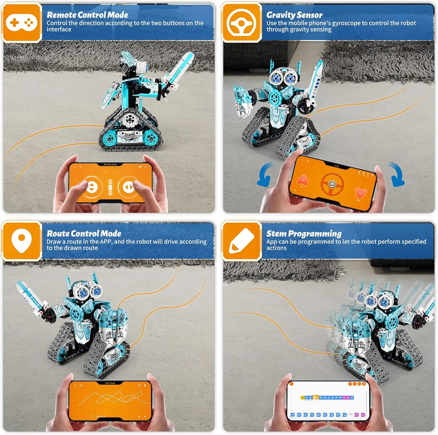 Amy&Benton Robot Building Set - 6-in-1 STEM Robot Kit with Remote & App Control for Boys Aged 8-16