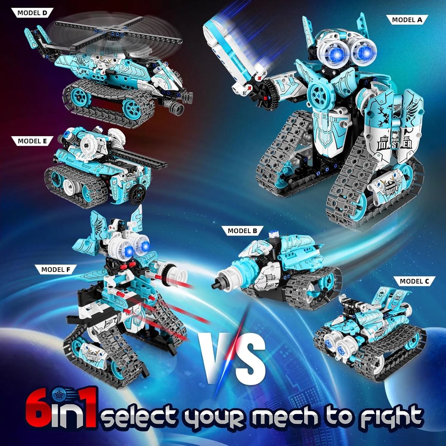 Amy&Benton Robot Building Set - 6-in-1 STEM Robot Kit with Remote & App Control for Boys Aged 8-16