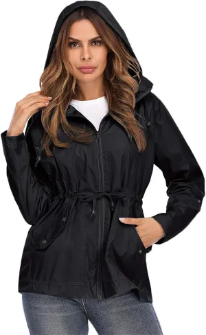 Andongnywell Women's Waterproof Waistcoat Hooded Breathable mesh Outdoor Hiking Rainproof Jackets Outwear
