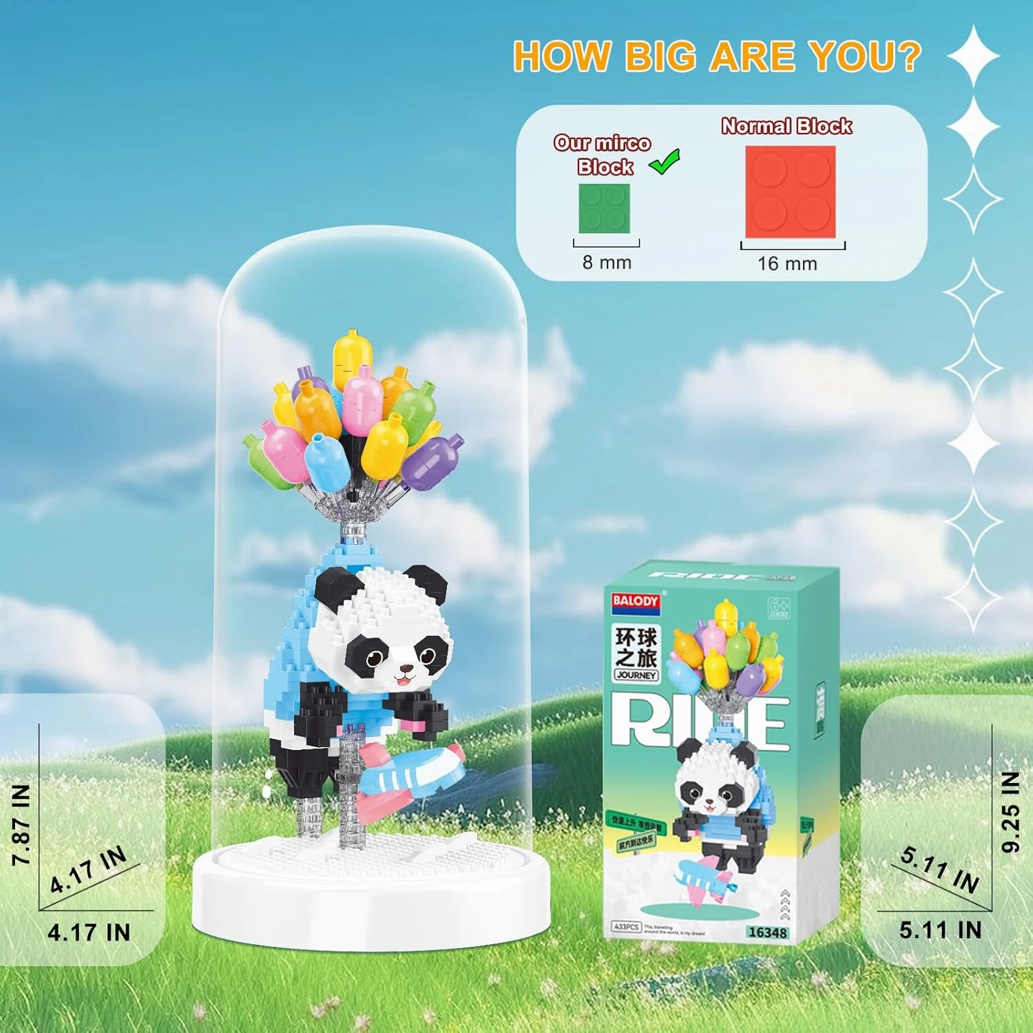 Animal Building Set for Adults Creative Balloon Panda Friend Set Office Home Decor Building Block Party Favors for Kids Valentines New Year Easter Birthday Gift for Boys Girls Age 6-12 (Panda)