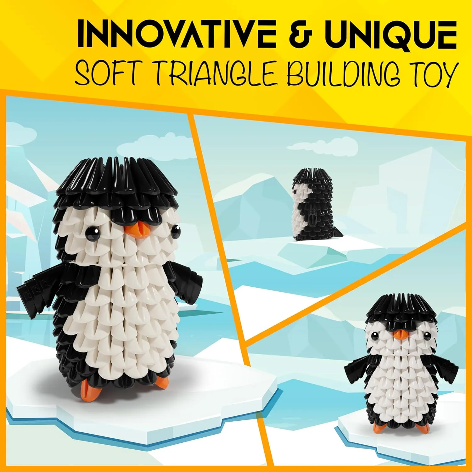 Animals 3D Soft Building Blocks - Cute Animal Kit, Pressure-Relief, STEM Educational Toys, Enhance Hands-On Skills Interlocking Building Blocks (1101-PENGUIN)