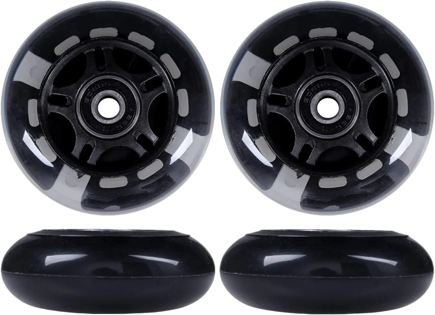 AOWESM 64mm Light Up Inline Skate Wheels 64mm L.E.D Glow Flash Skate Roller Blade Wheels Replacement with Bearings ABEC-9 for Kids Girls Boys and Beginners (4-Pack)