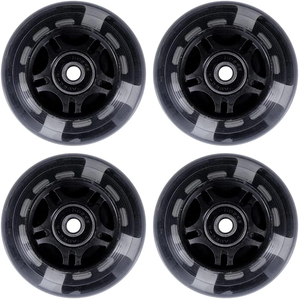 AOWESM 64mm Light Up Inline Skate Wheels 64mm L.E.D Glow Flash Skate Roller Blade Wheels Replacement with Bearings ABEC-9 for Kids Girls Boys and Beginners (4-Pack)