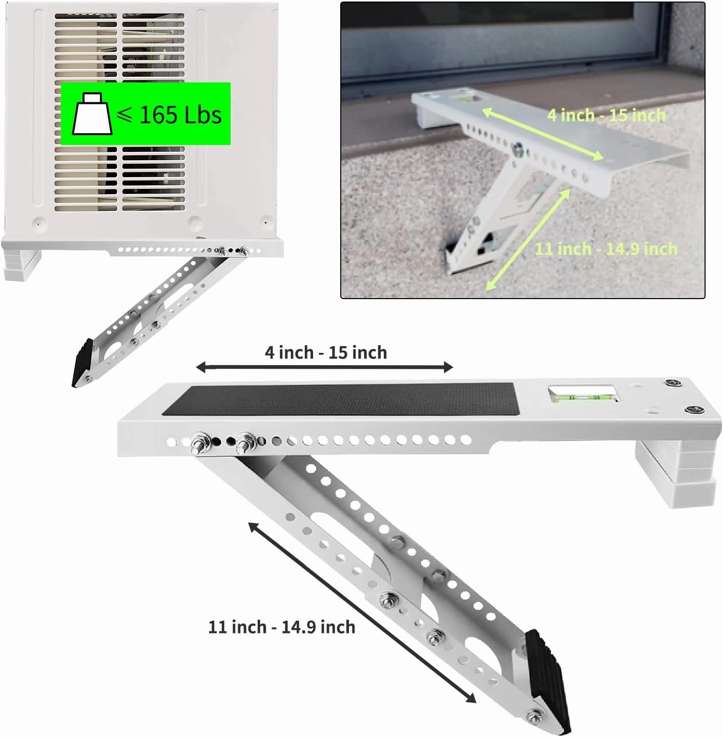 Aozzy Window Air Conditioner Bracket- Universal AC Support Bracket Heavy Duty, Support Up to 165 lbs, Designed for 9000-22002 BTU A/C Units–AC Holder Bracket Fits Single Or Double Hung Windows