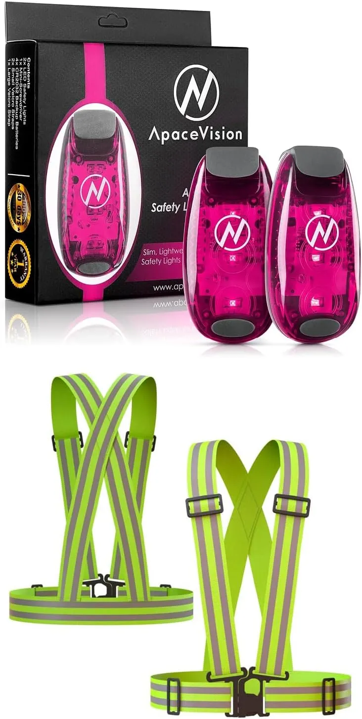 Apace Vision (2 Pack) - LED Safety Lights   Reflective Vests