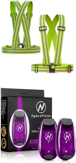 Apace Vision (2 Pack) - LED Safety Lights   Reflective Vests
