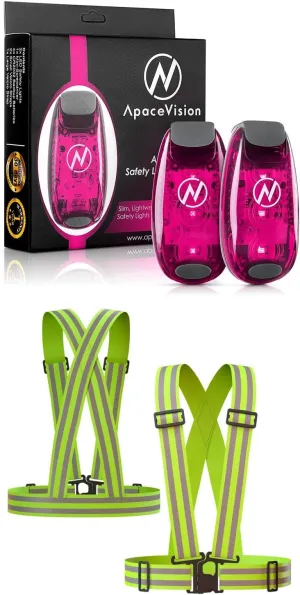 Apace Vision (2 Pack) - LED Safety Lights   Reflective Vests
