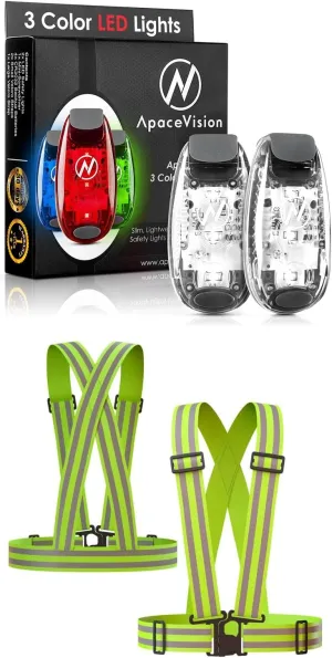Apace Vision (2 Pack) - LED Safety Lights   Reflective Vests