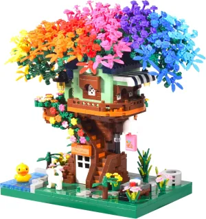 Architecture Rainbow Tree Building Block Treehouse Garden Mini Bricks Modle Collectible Decorations Toys Presents for Kids and Adults 1528PCS