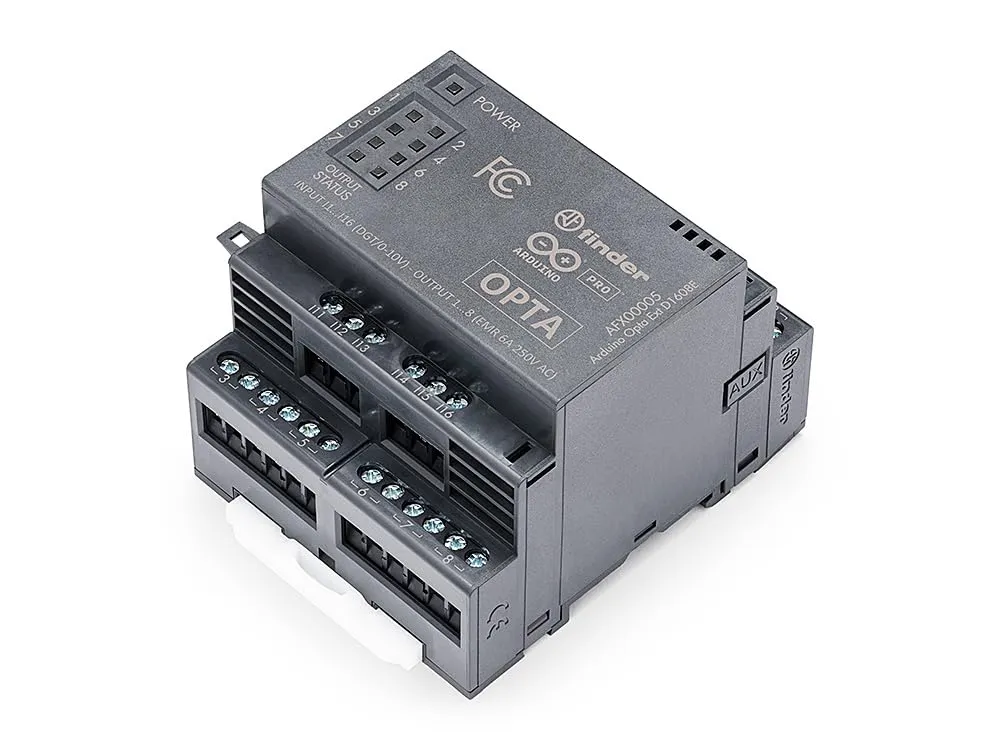 Arduino Pro Opta Ext D1608E [AFX00005] – Expansion Module with 16 Voltage Inputs & 8 Relays (250VAC 6A) for Real-Time Control, Monitoring & Predictive Maintenance