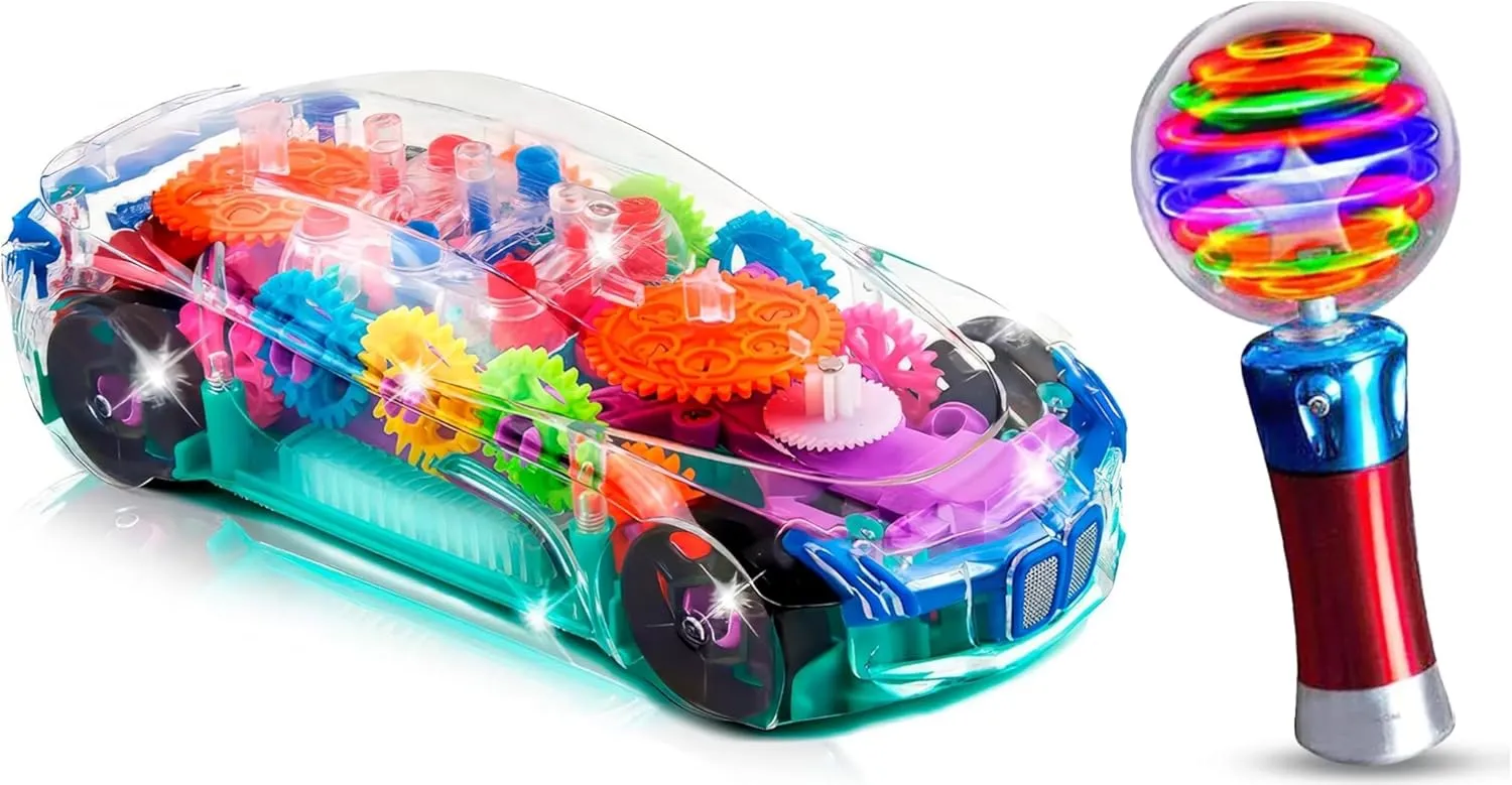 ArtCreativity Sensory Light Up Car   Spinning Magic Wand with Flashing LED