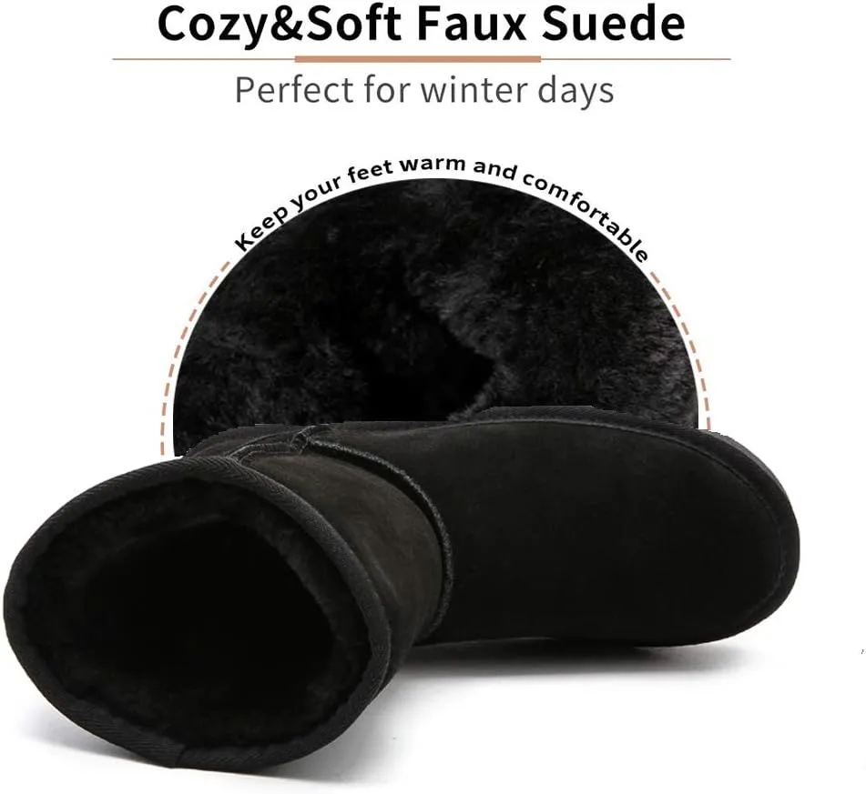 Asifn Womens Boots Snow Winter Boots Fur Lined Suede Faux Comfort Classic Casual Soft Toe Warmers
