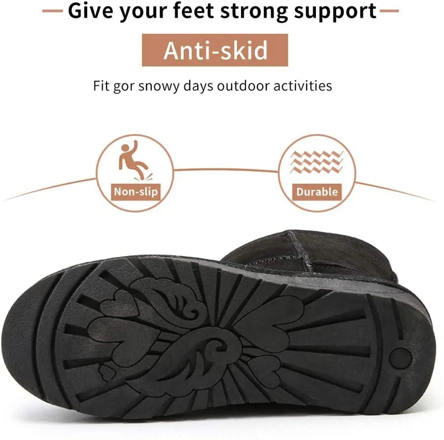 Asifn Womens Boots Snow Winter Boots Fur Lined Suede Faux Comfort Classic Casual Soft Toe Warmers