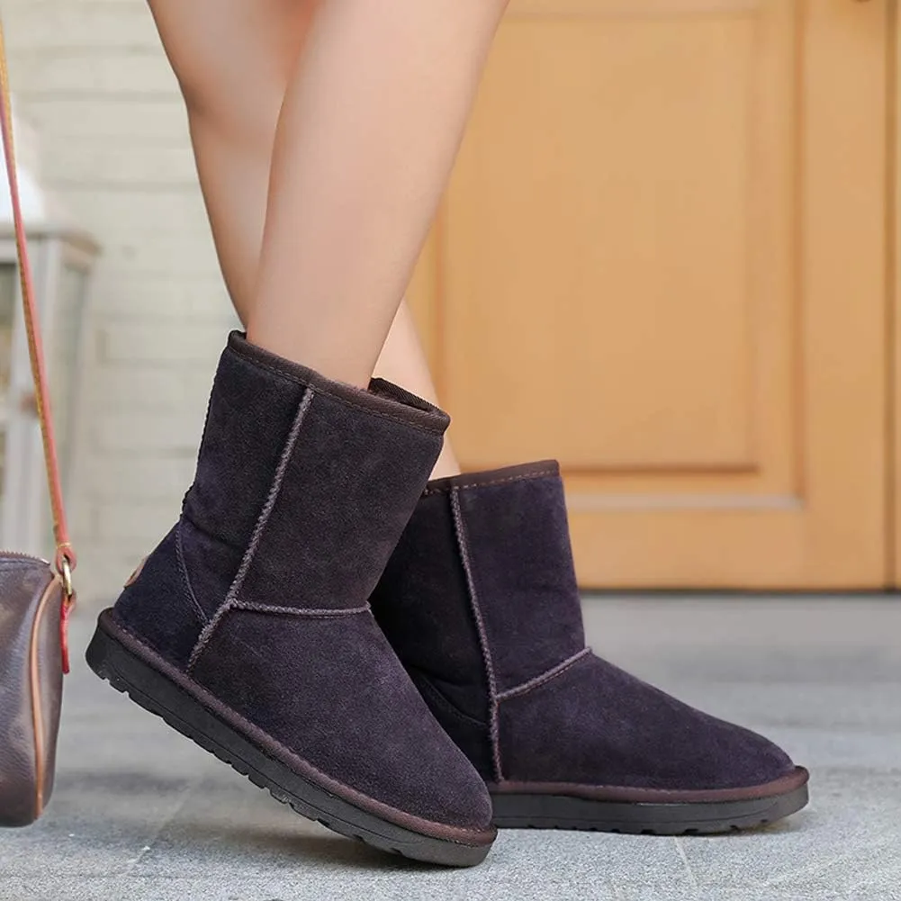 Asifn Womens Boots Snow Winter Boots Fur Lined Suede Faux Comfort Classic Casual Soft Toe Warmers