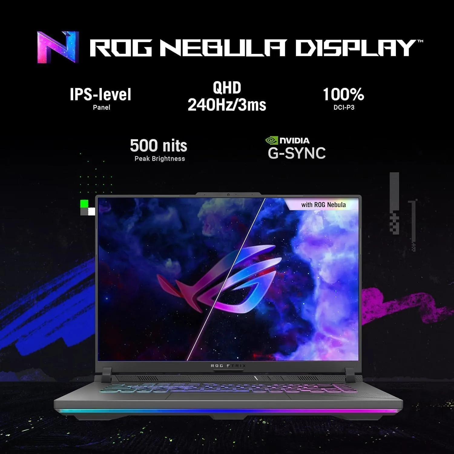 ASUS ROG Strix G16 Gaming Laptop, NVIDIA RTX 4070, Intel i9-14900HX, 16" ROG Nebula 16:10 QHD 240Hz, WiFi 6E, BT 5.3, 32 GB DDR5, 1 TB Gen4 SSD, Windows 11 Pro, Office Pro Lifetime