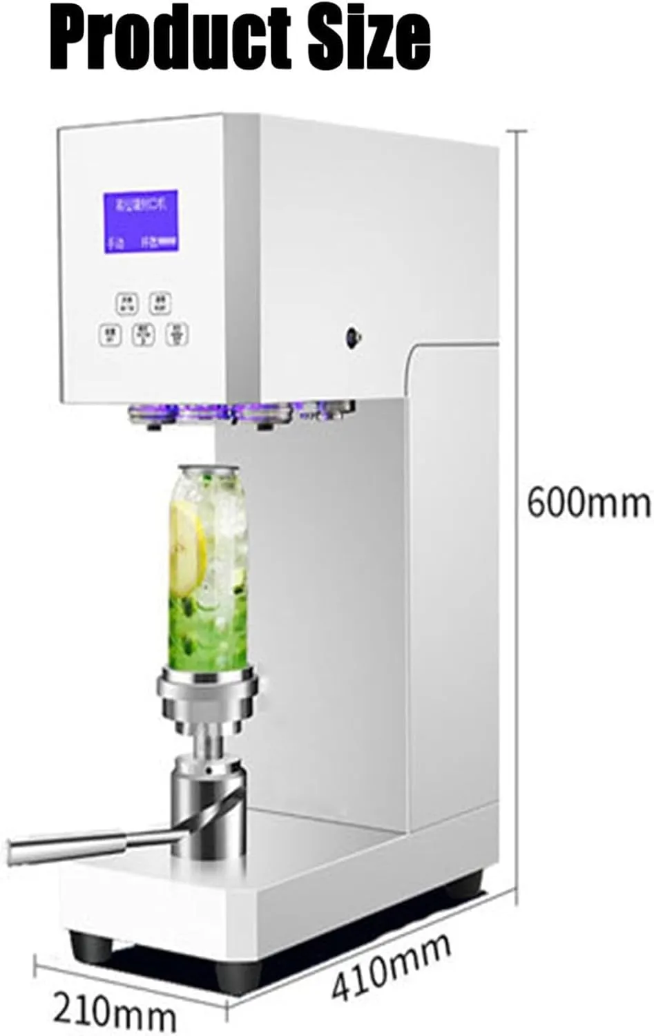 Automatic Cup Sealer Machine, 370w Can Seamer Smart Semi-Automatic With Counter & Display, Adjustable Height Max 20cm, 5.5 Cm Diameter,White