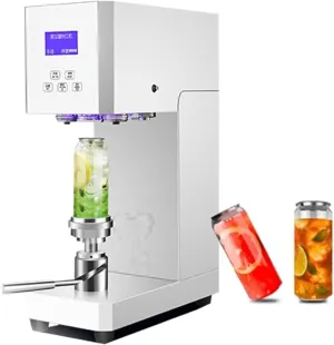 Automatic Cup Sealer Machine, 370w Can Seamer Smart Semi-Automatic With Counter & Display, Adjustable Height Max 20cm, 5.5 Cm Diameter,White