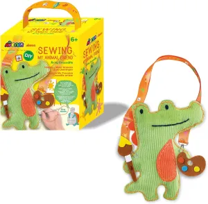Avenir Animal Sewing Kit for Beginner Kids Arts & Crafts Soft Toy My First Sewing Kit Includes Arty Crocodile with Fun Shoulder for Learn to Sew, Age for 6 Years