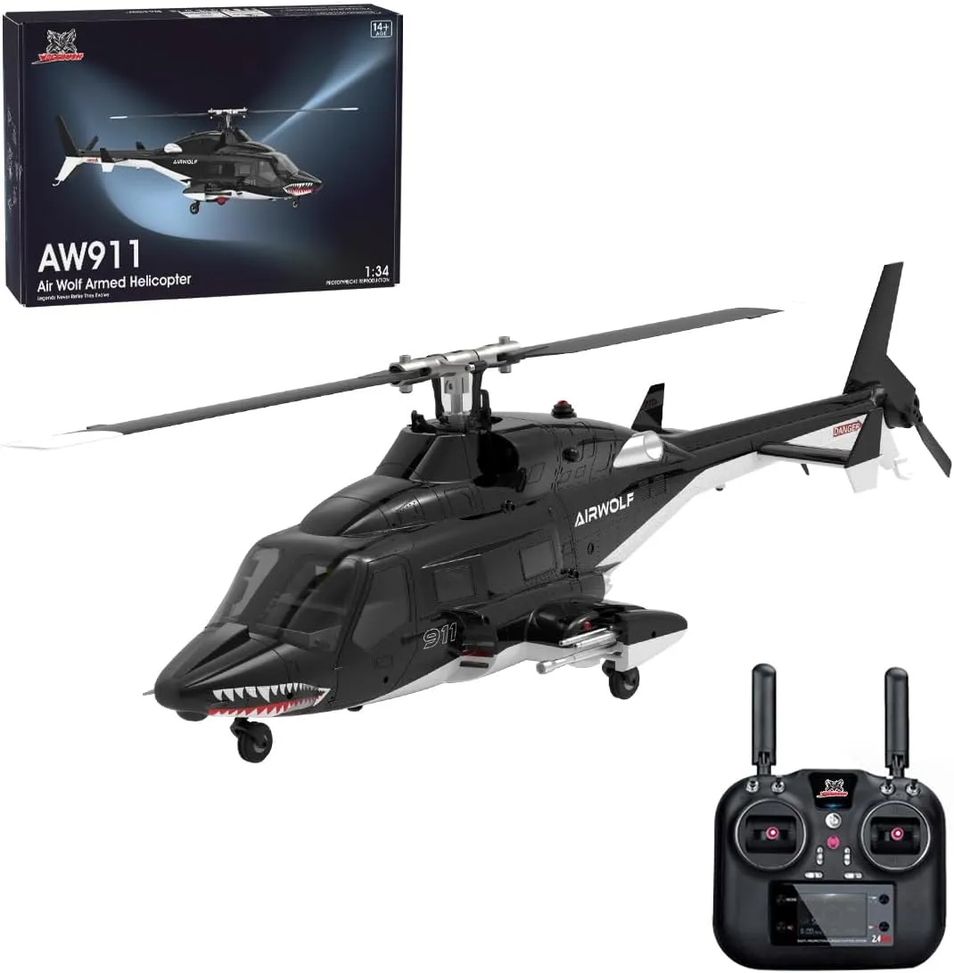AW-911 RC Helicopter for Ages16 , 1/34 Scale 3D Stunt Remote Control Helicopter with GPS Radar & 6G Flight Control & Anti-Crash Design 3 Battery(RTF Version/Mode 1/Mode 2 Switchable)