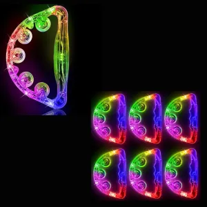 Aywewii LED Tambourine, Light Up Toys Handheld Musical Flashing Tamborine Autism Toys Party Supplies for Christmas Birthday Anniversaries Gifts Stocking Stuffers for Kids Adults Teens