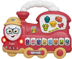 Baby Piano Toy - Piano Keyboard Light Up Sound Musical Toy - Train, Fire Truck Electronic Keyboard Toy for 12 Months  Baby Girl Boy (Train-red)