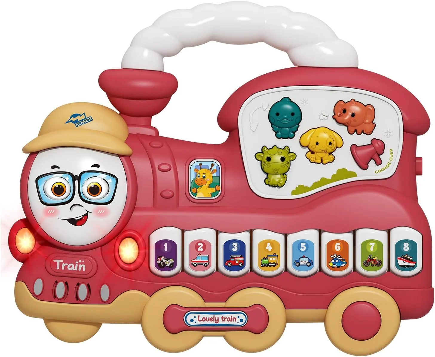Baby Piano Toy - Piano Keyboard Light Up Sound Musical Toy - Train, Fire Truck Electronic Keyboard Toy for 12 Months  Baby Girl Boy (Train-red)