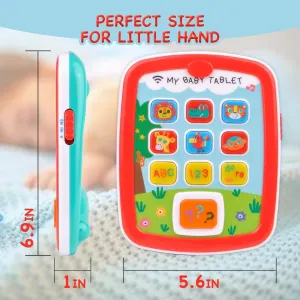 Baby Tablet Toys for 1 Year Old Boy Girl, Travel Toy Tablet with Easy ABC Toy, Numbers & Color, Music Light Up Baby Gift Toys for First Birthday Gifts 1 2 3 Year Old Kids
