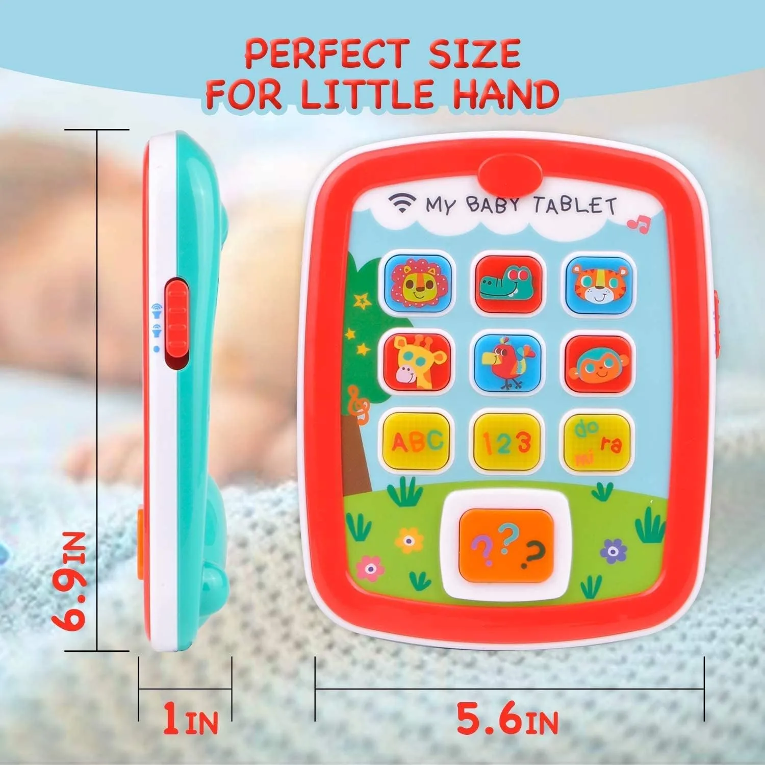 Baby Tablet Toys for 1 Year Old Boy Girl, Travel Toy Tablet with Easy ABC Toy, Numbers & Color, Music Light Up Baby Gift Toys for First Birthday Gifts 1 2 3 Year Old Kids