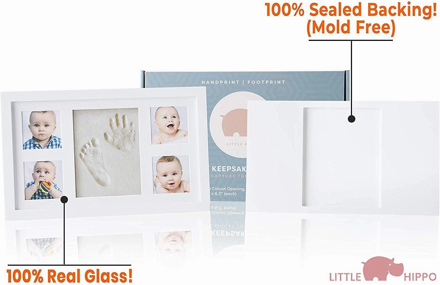 Baby Hand and Footprint Kit - Newborn Keepsake Picture Frame, Inkless Foot & Handprint Clay Mold - Baby Registry, New Mom Baby Shower, Gender Reveal Gift, Personalized Boy or Girl Nursery Photo Prints (Large, Alpine White)