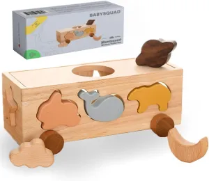 BabySquad Shape Sorter with 8 Shapes Toddler Toys, Toddler Learning Toys for 3 Year Old for Cognitive Development and Exercise Grip, Montessori Sensory Toys Gift for 3 Year Old Boys and Girls