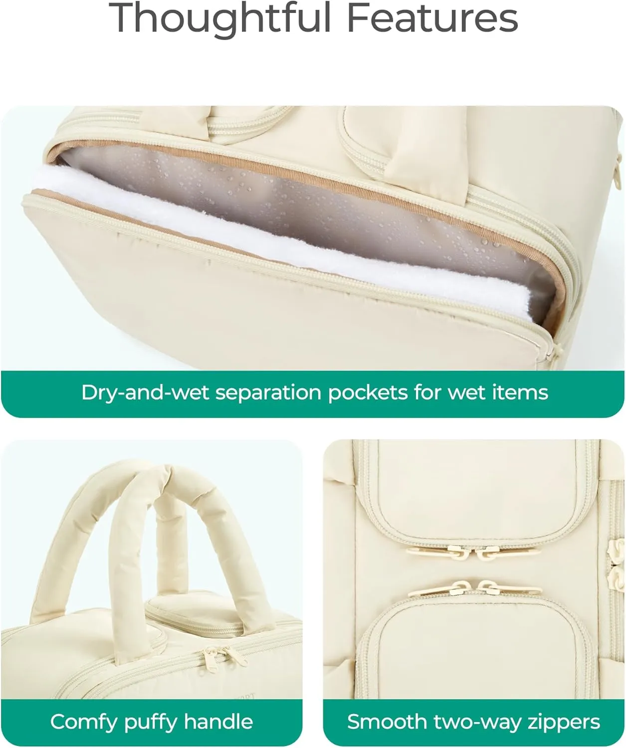 BAGSMART Travel Toiletry Bag, Puffy Large Toiletry Bag for Women, Lightweight Cosmetic Makeup Bag Organizer with Handle for Traveling, Accessories, Essentials, Toiletries (Green)