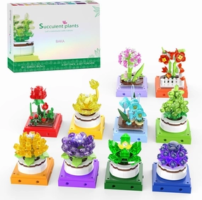 BAKA Tiny Plants Building Set - Flower Succulents Botanical Collection Building Toys for Adults - Home Decor,Valentines Day, Mother's Day, Birthday Gifts for Girls Women - 843PCS