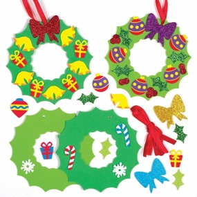 Baker Ross-AT303 Ltd Christmas Wreath Mix & Match Decoration Kits, Festive Arts and Crafts (Pack of 8)