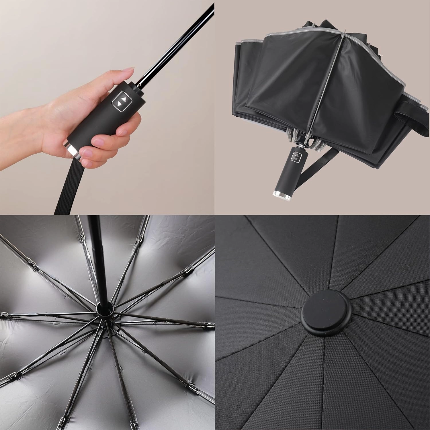 BAODINI Inverted UV Umbrella for Rain and Sun Medium Size UPF 50  Rverse Compact Umbrella Auto Open Close