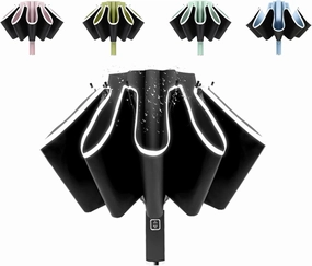 BAODINI Inverted UV Umbrella for Rain and Sun Medium Size UPF 50  Rverse Compact Umbrella Auto Open Close