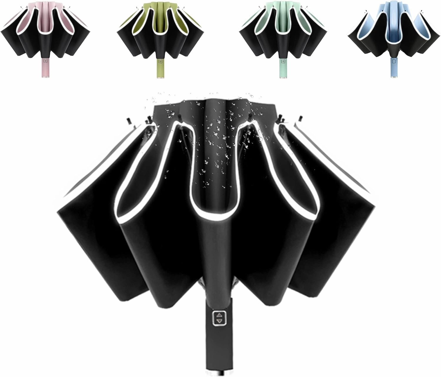 BAODINI Inverted UV Umbrella for Rain and Sun Medium Size UPF 50  Rverse Compact Umbrella Auto Open Close