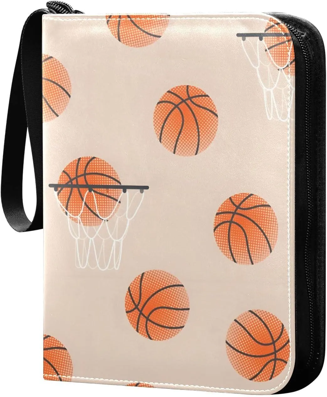 Basketball Balls Hoop Texture Trading Card Storage Binder 4-Pocket Photocard Binder Fits 400 Cards for Baseball Card, Football Card