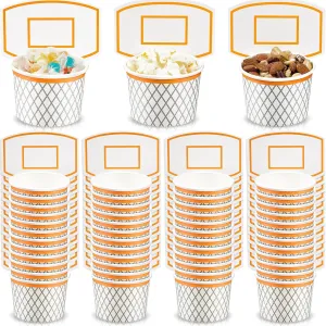 Basketball Hoop Snack Cups Basketball Party Decorations Paper Party Supplies Kids Paper Snack Cups Disposable Treat Food Bowls for Ball Themed Birthday Favors(48 Pieces)