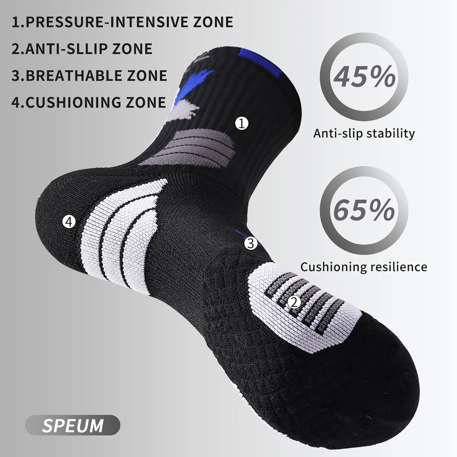 Basketball Socks for Men,Performance Cushioned Men's Athletic Crew Socks with Arch Compression for Basketball Sports
