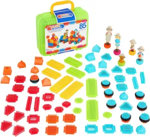 Battat- Bristle Blocks- STEM Interlocking Building Blocks- 85 pc Playset- Reusable Carry Case- Developmental Toys for Toddlers & Kids- Safari Adventure Carrying Case- 2 Years  