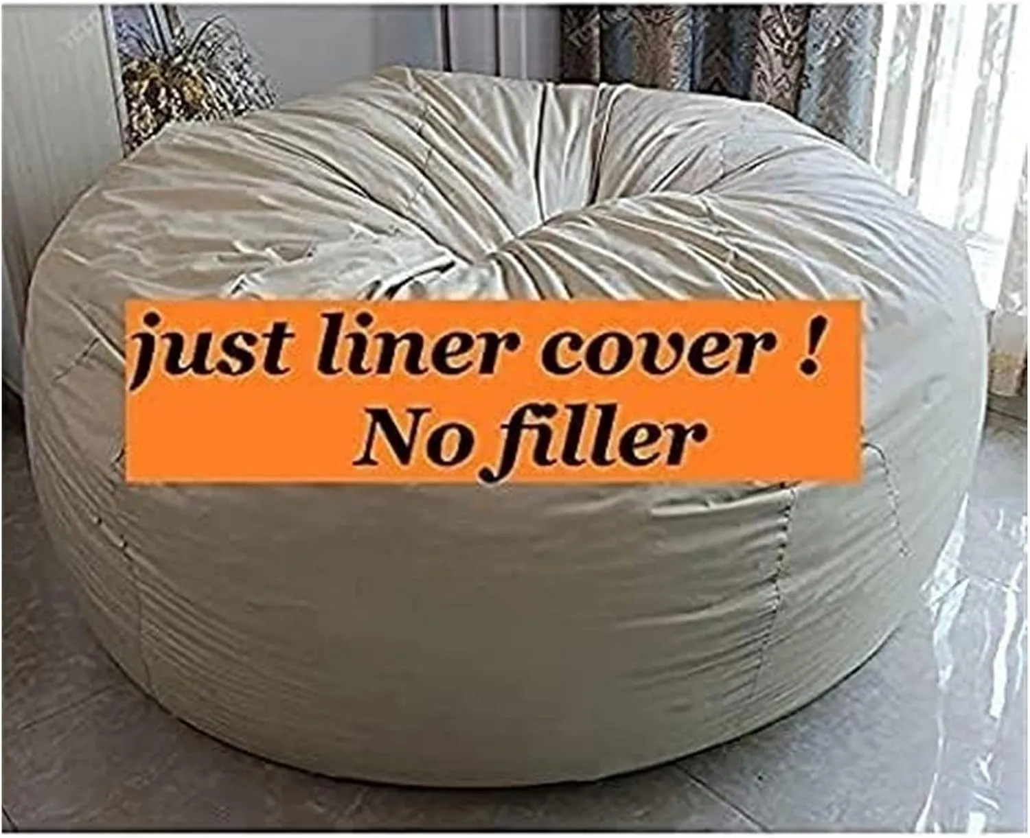 Bean Bag,Bean Bag Chair,Giant Fur Bean Bag Chair Cover Ultra Soft Bean Bag Bed for Adults Big Round Soft Fluffy Faux Fur Bean Bag Lazy Sofa Bed Cover, (No Filler, Cover only)(Liner,7FT)